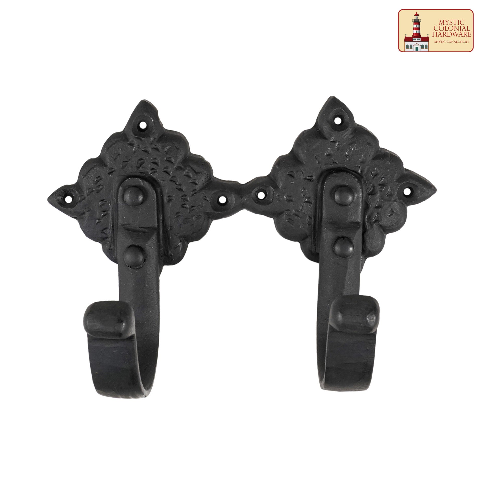 Colonial Wrought Iron Wall Hooks - Juego de 2 Ganchos Negros Decorativos Forjados a Mano - Imagen 4