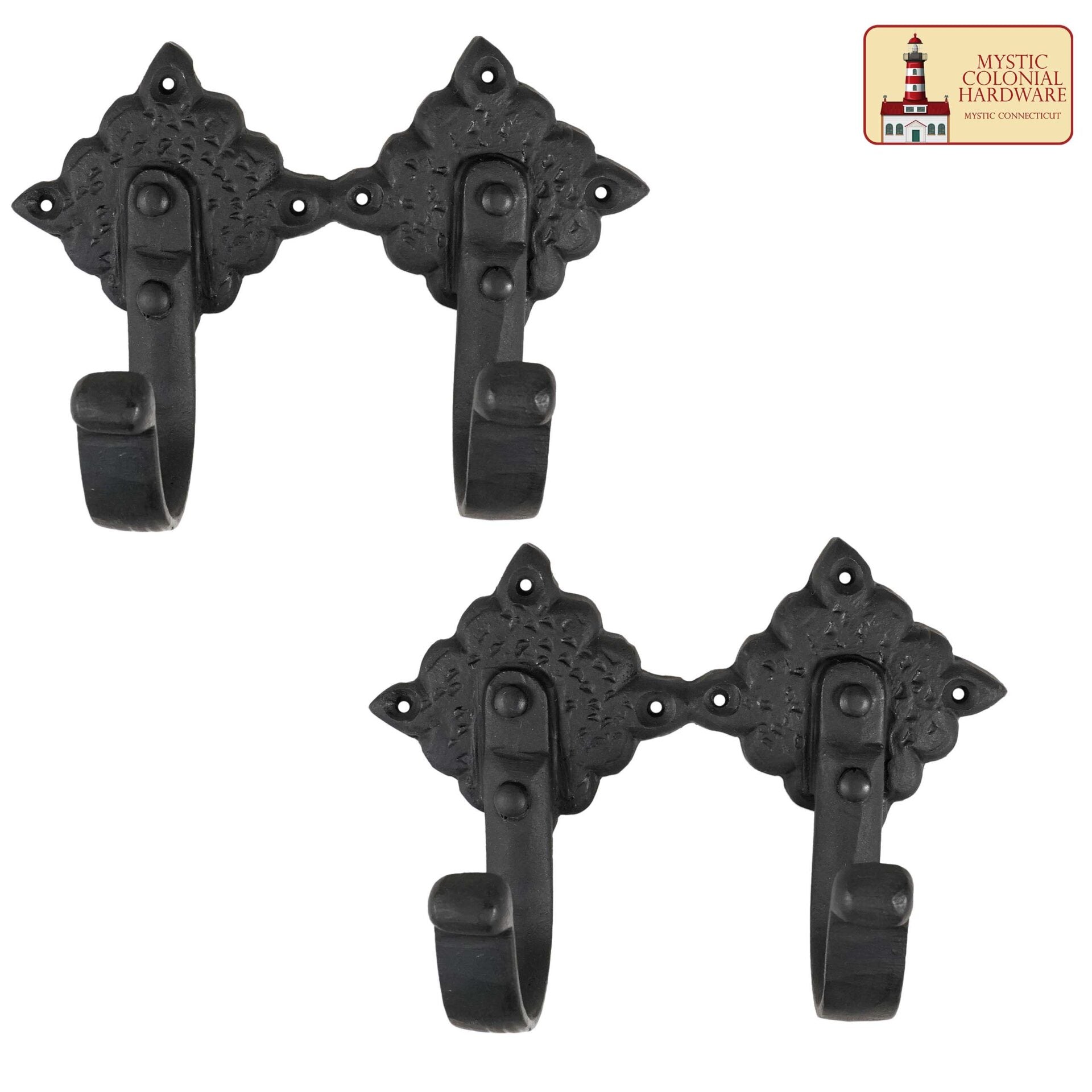 Ganchos de Pared Rústicos de Hierro Fundido - Ganchos Retro para Abrigos, Bolsos, Toallas, Albornoces, Sombreros y Más - Herrajes de Pared Vintage Negros - Imagen 5