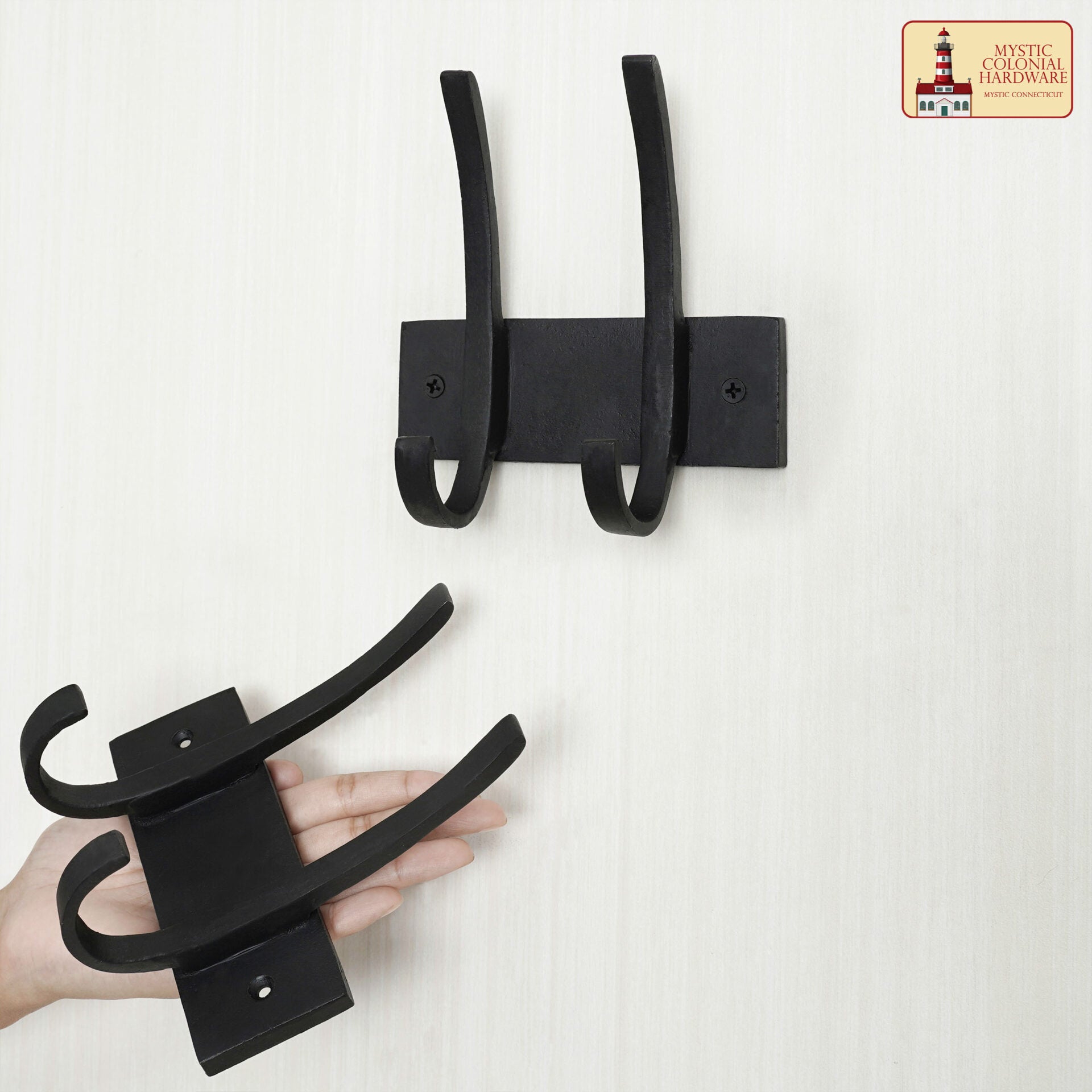 Ganchos de Pared de Hierro Forjado Rústico - Ganchos Forjados a Mano para Abrigos, Bolsos, Toallas, Batas, Sombreros y Más - Herrajes de Pared Negros Vintage - Imagen 5