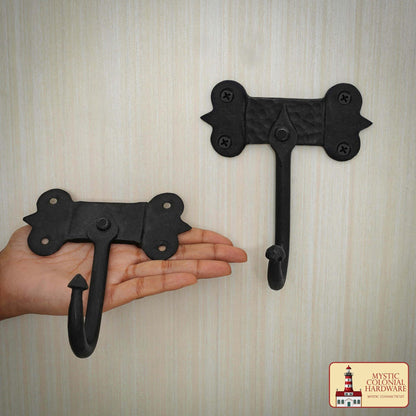 Rústico de Hierro Fundido Ganchos de Pared, Heavy Duty Retro Utilidad Ganchos para Colgar el Abrigo, Bolsa, Toalla, Bata, Sombrero y Más, Acabado: Aceite Ennegrecido - Imagen 2