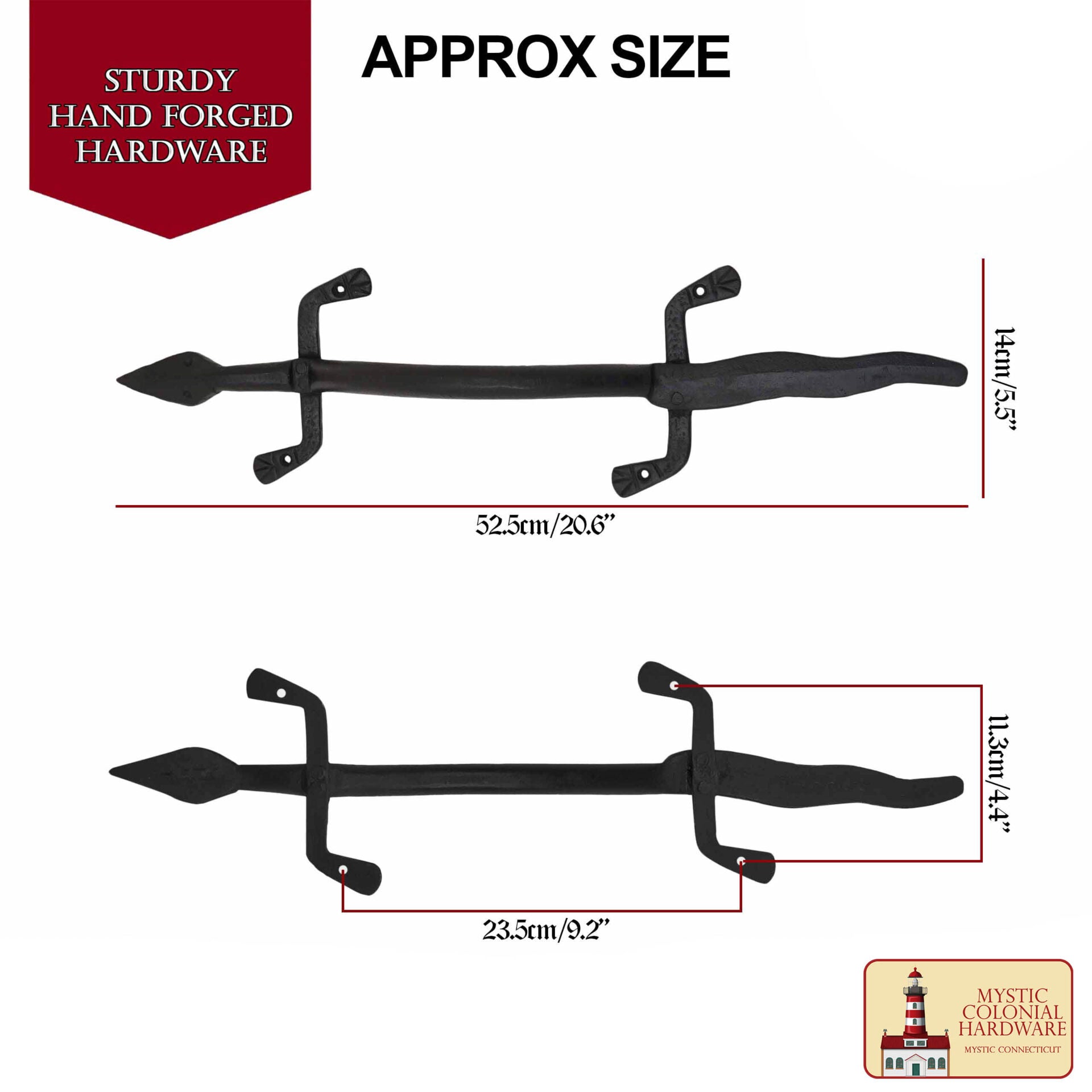 Mystic Colonial Hardware Tirador de Puerta de Hierro Forjado a Mano - Tirador de Puerta Colonial Rústico con Diseño de Lagarto - Imagen 3