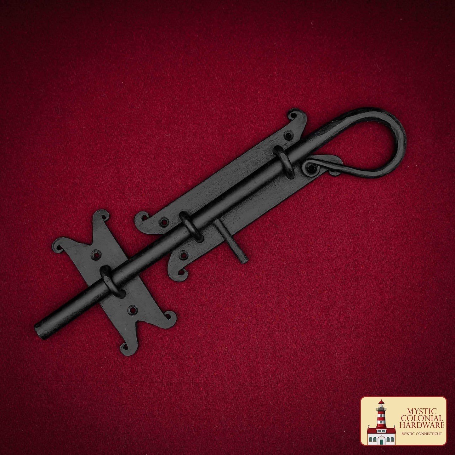 Pestillo Corredizo de Hierro Fundido Negro - Pestillo Rústico para Puertas, Puertas de Granero, Cobertizos y Armarios - Cerradura Primitiva para Puerta de Hierro Negro de Mystic Colonial Hardware - Imagen 2