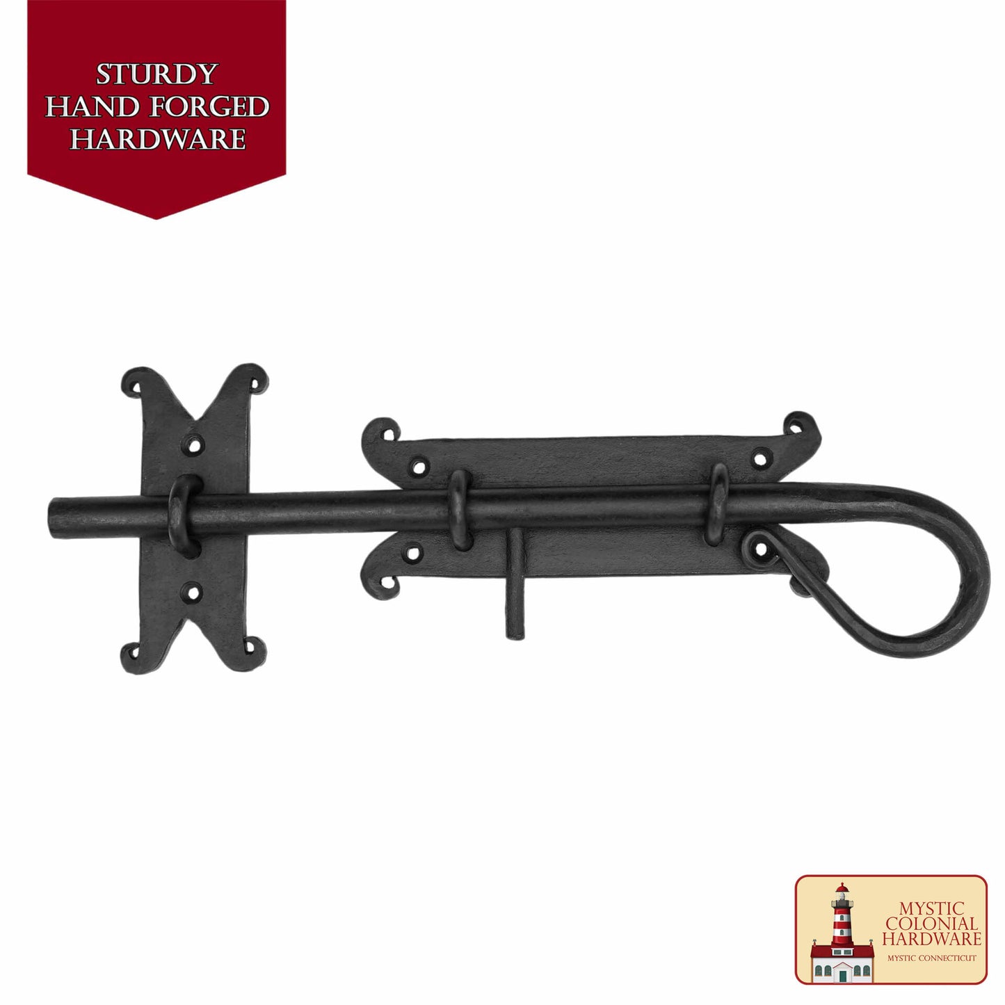 Pestillo Corredizo de Hierro Fundido Negro - Pestillo Rústico para Puertas, Puertas de Granero, Cobertizos y Armarios - Cerradura Primitiva para Puerta de Hierro Negro de Mystic Colonial Hardware - Imagen 4