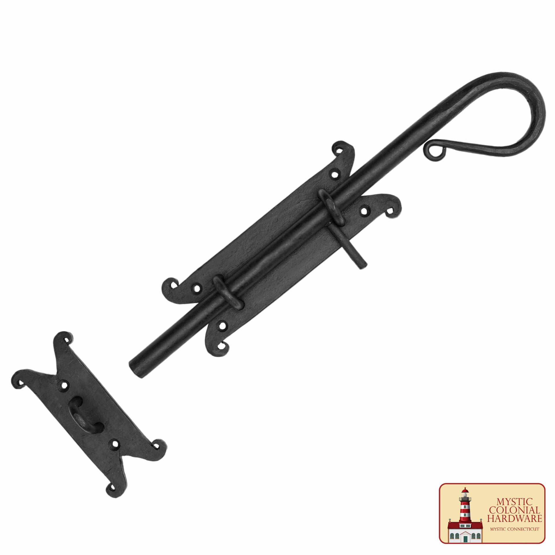 Pestillo Corredizo de Hierro Fundido Negro - Pestillo Rústico para Puertas, Puertas de Granero, Cobertizos y Armarios - Cerradura Primitiva para Puerta de Hierro Negro de Mystic Colonial Hardware - Imagen 5
