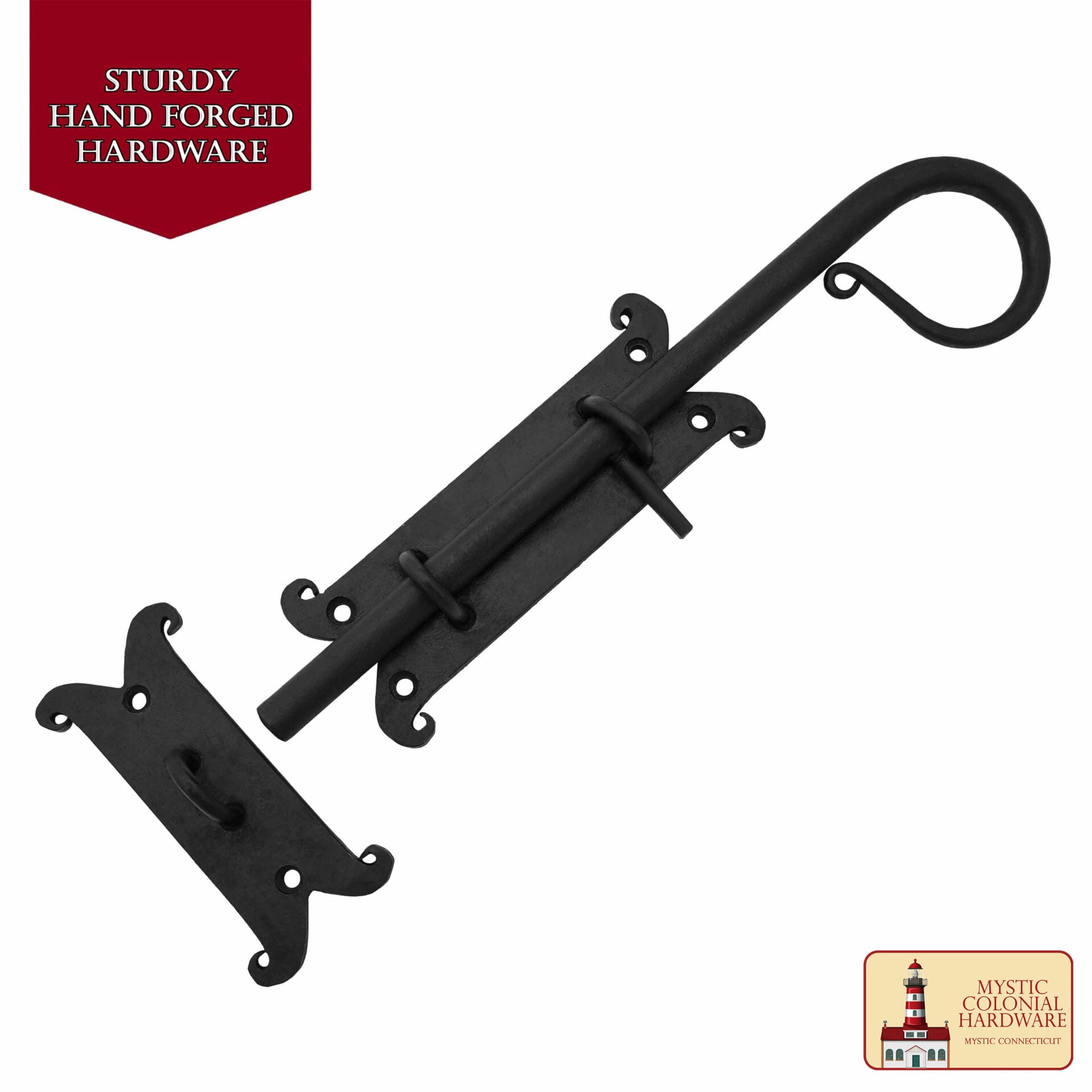 Cerradura de Cerrojo de Puerta Rústica Forjada a Mano con Pasador Deslizante: Ideal para Entornos de Baño/cocina Victorianos, Coloniales, Retro, Steampunk, Góticos, Barrocos y Medievales, 22 Cm - Imagen 2