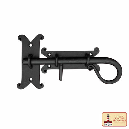 Cerradura de Cerrojo de Puerta Rústica Forjada a Mano con Pasador Deslizante: Ideal para Entornos de Baño/cocina Victorianos, Coloniales, Retro, Steampunk, Góticos, Barrocos y Medievales, 22 Cm - Imagen 1