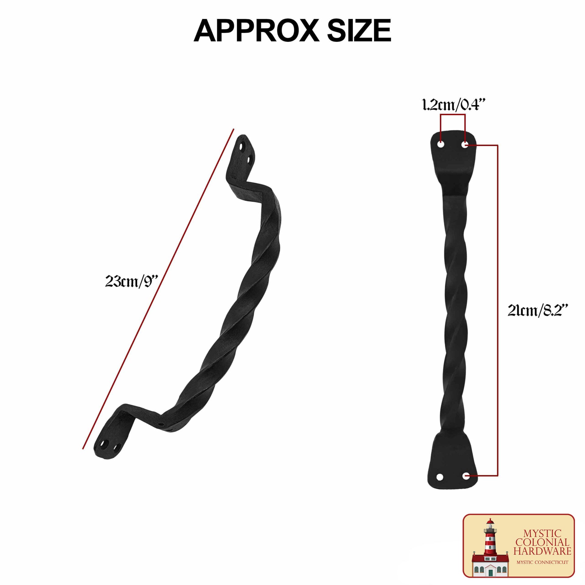 Juego de 2 Tiradores de Puerta de Hierro Forjado a Mano: Ideal para Puerta, Puerta de Cobertizo, Ventana, Cerca, Garaje, 23cm - Imagen 2