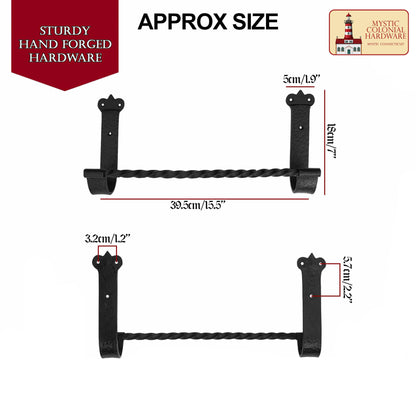 Mystic Colonial Hardware Rustic Twist Iron Bar - Toallero de Baño Negro Forjado a Mano con Soportes de Montaje Martillados - Imagen 3