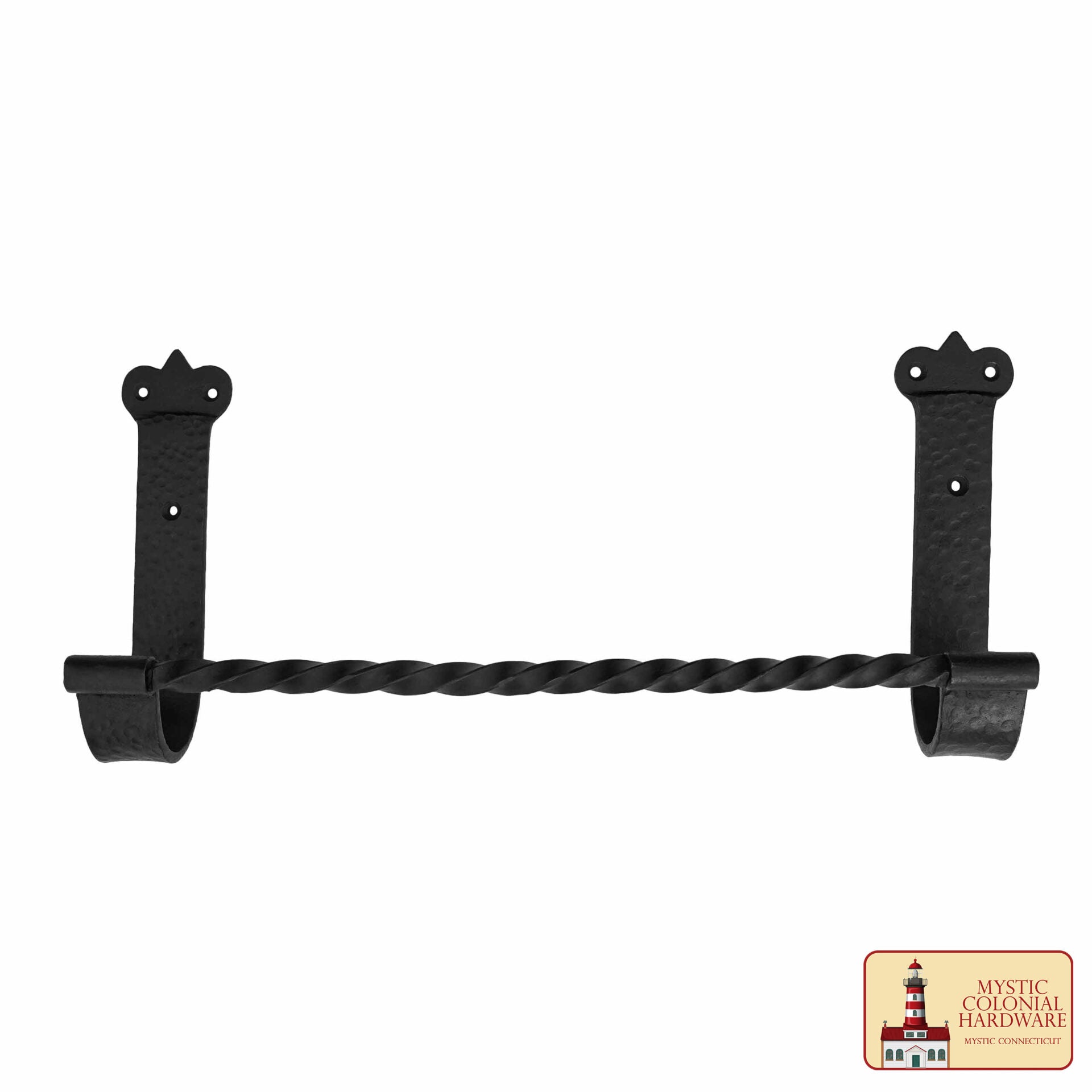 Mystic Colonial Hardware Rustic Twist Iron Bar - Toallero de Baño Negro Forjado a Mano con Soportes de Montaje Martillados - Imagen 4