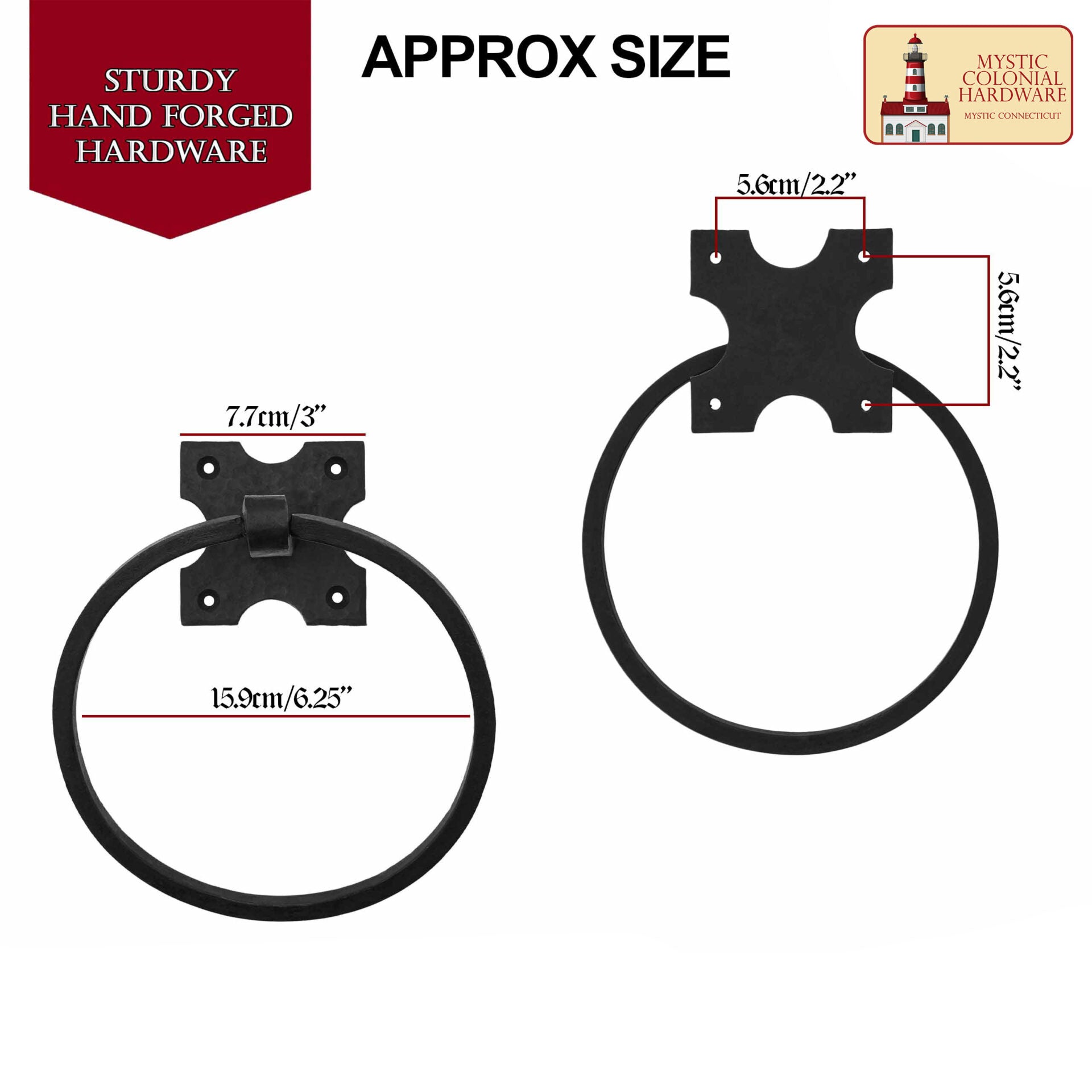 Toallero de Pared Rústico Forjado a Mano: Ideal para Cuartos de Baño y Cocinas Victorianos, Coloniales, Retro, Steampunk, Góticos, Barrocos y Medievales, 15,9 Cm - Imagen 3