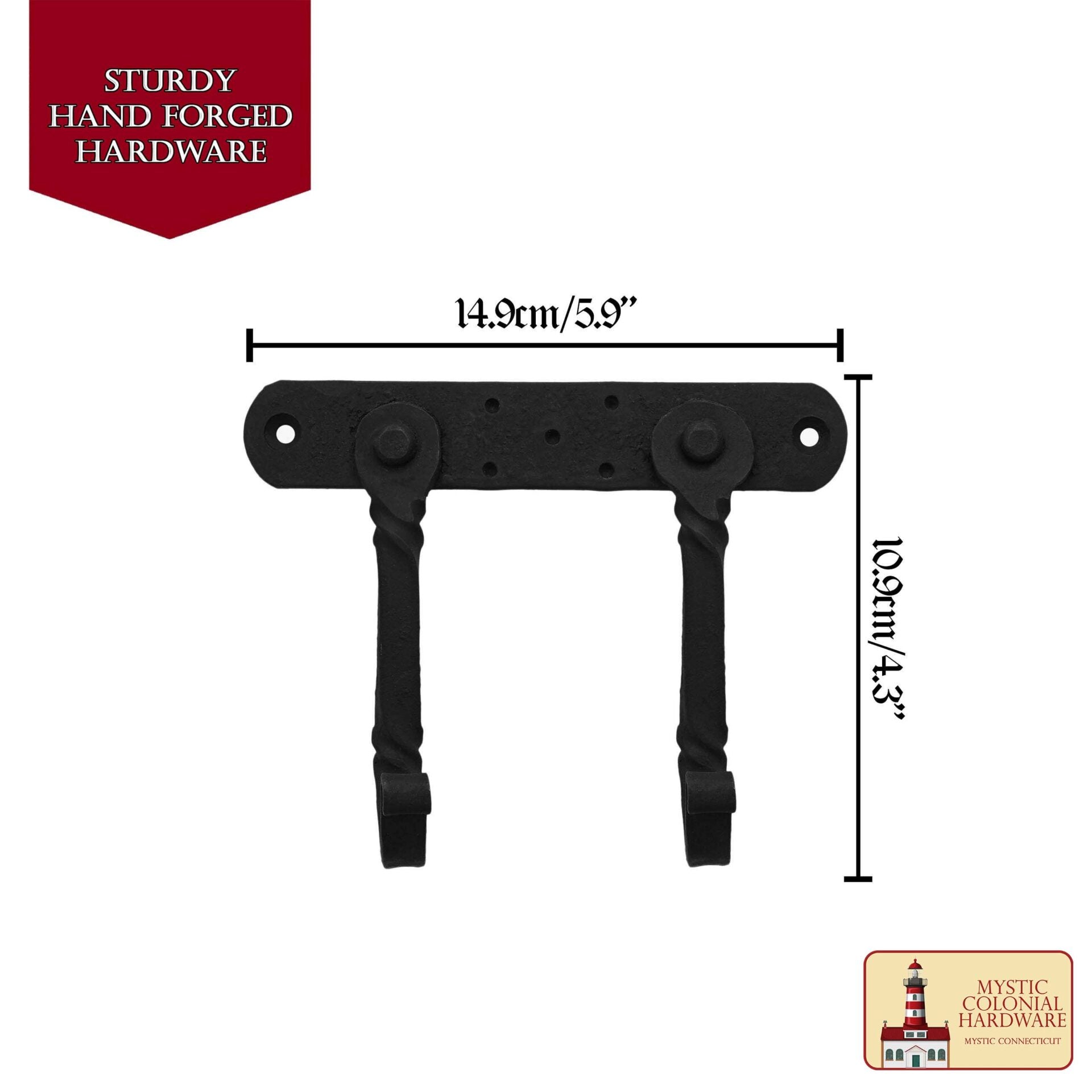 Gancho de Pared Rústico Forjado a Mano con Dos Colgadores: Ideal para Ambientes Victorianos, Coloniales, Retro, Steampunk, Góticos y Barrocos (14.9x10.9cm) - Imagen 3