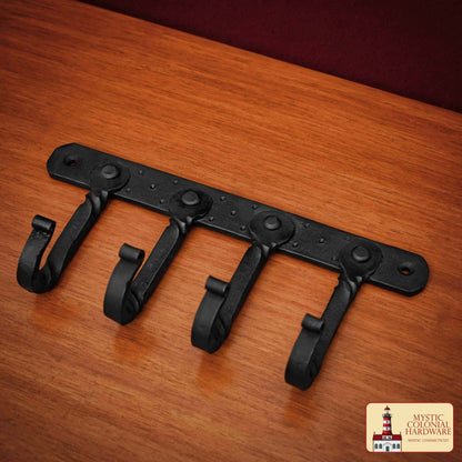 Mystic Colonial Hardware Rústico de Hierro Fundido Ganchos de Pared - Pesado Aceite Ennegrecido Utilidad Estante para Abrigos, Bolsos, Toallas, Batas y Sombreros - Imagen 2