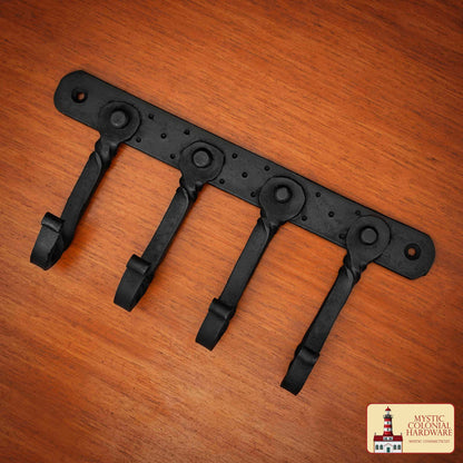 Mystic Colonial Hardware Rústico de Hierro Fundido Ganchos de Pared - Pesado Aceite Ennegrecido Utilidad Estante para Abrigos, Bolsos, Toallas, Batas y Sombreros - Imagen 6