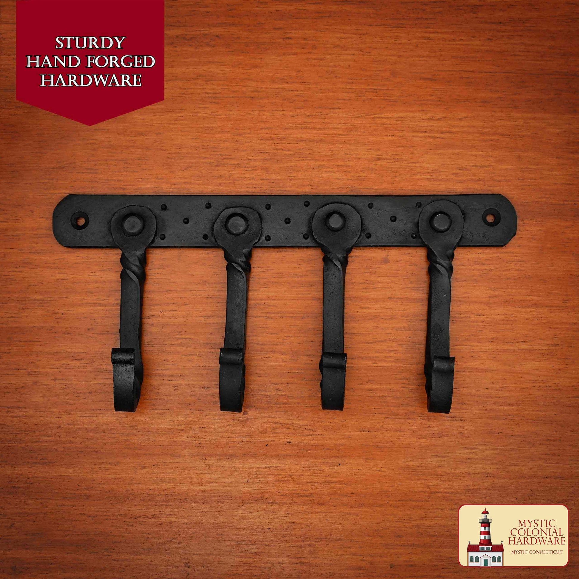 Mystic Colonial Hardware Rústico de Hierro Fundido Ganchos de Pared - Pesado Aceite Ennegrecido Utilidad Estante para Abrigos, Bolsos, Toallas, Batas y Sombreros - Imagen 1