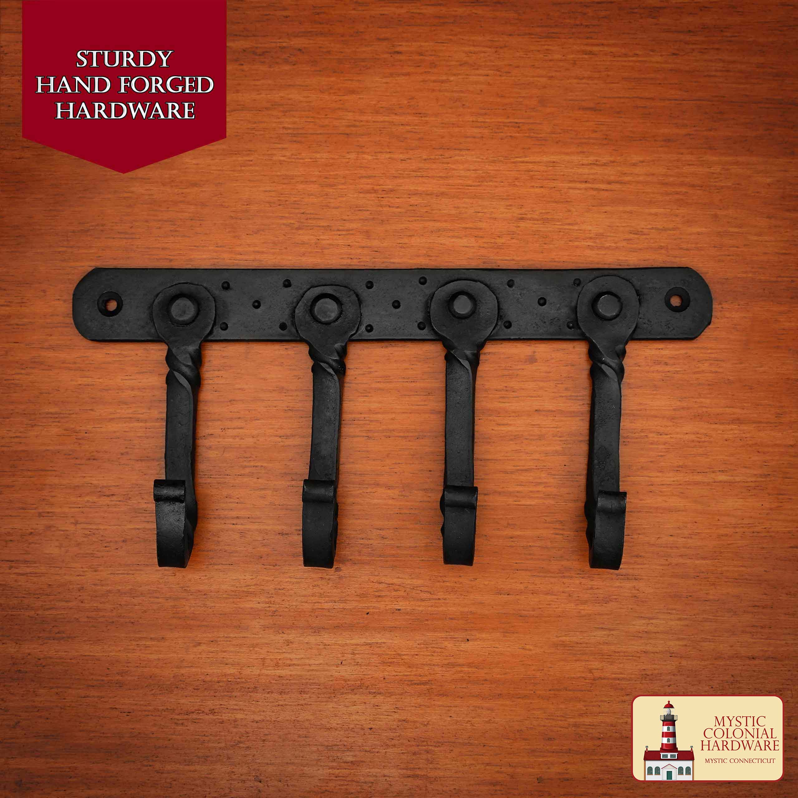 Mystic Colonial Hardware Rústico de Hierro Fundido Ganchos de Pared - Pesado Aceite Ennegrecido Utilidad Estante para Abrigos, Bolsos, Toallas, Batas y Sombreros - Imagen 1