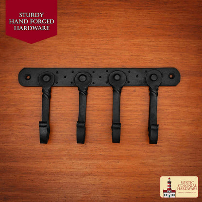 Mystic Colonial Hardware Rústico de Hierro Fundido Ganchos de Pared - Pesado Aceite Ennegrecido Utilidad Estante para Abrigos, Bolsos, Toallas, Batas y Sombreros - Imagen 1