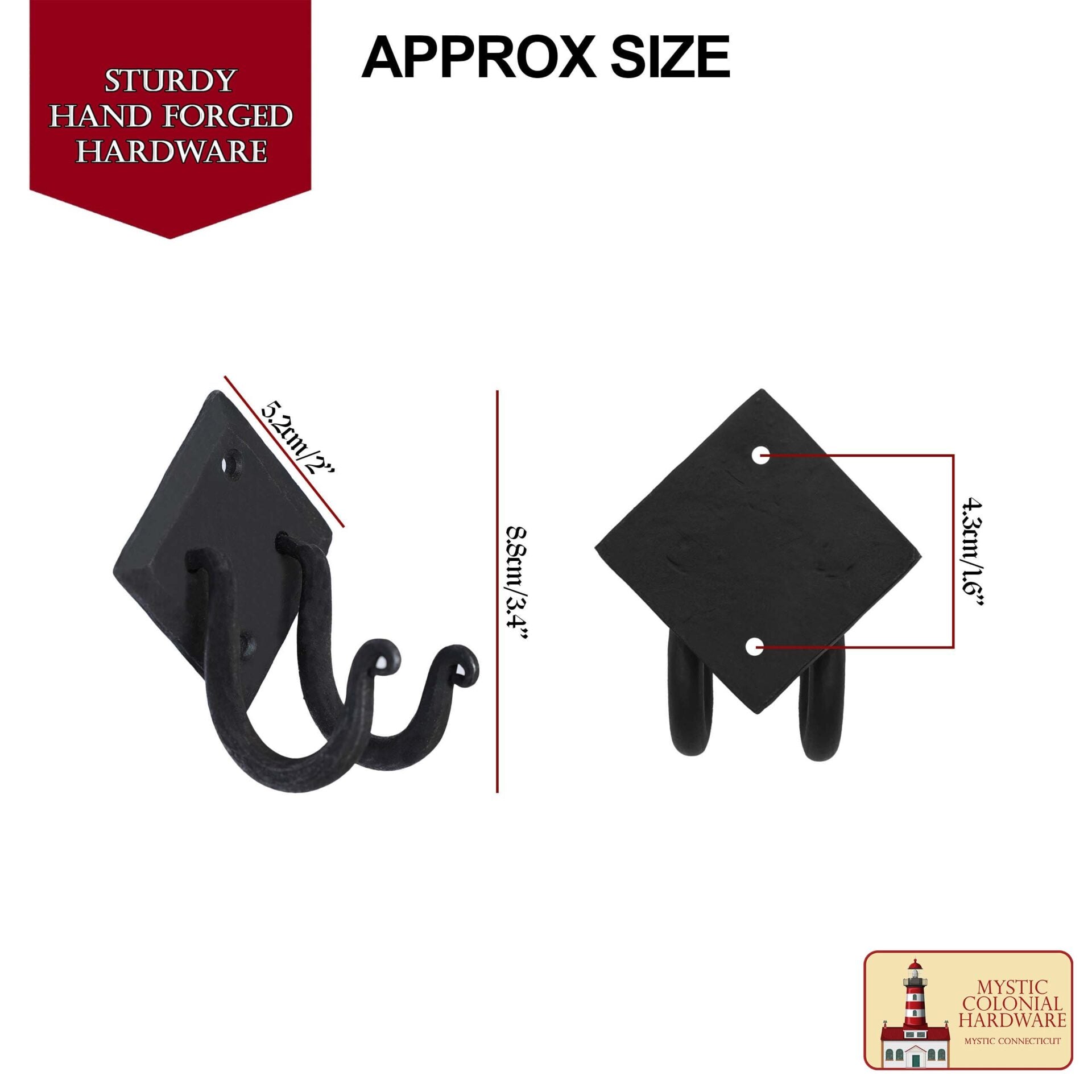 Ganchos de Pared Rústicos de Hierro Fundido, Ganchos Utilitarios Retro Resistentes para Colgar Abrigos, Bolsos, Toallas, Batas, Sombreros y Más, Acabado: Ennegrecido con Aceite - Imagen 3