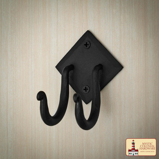 Ganchos de Pared Rústicos de Hierro Fundido, Ganchos Utilitarios Retro Resistentes para Colgar Abrigos, Bolsos, Toallas, Batas, Sombreros y Más, Acabado: Ennegrecido con Aceite - Imagen 1