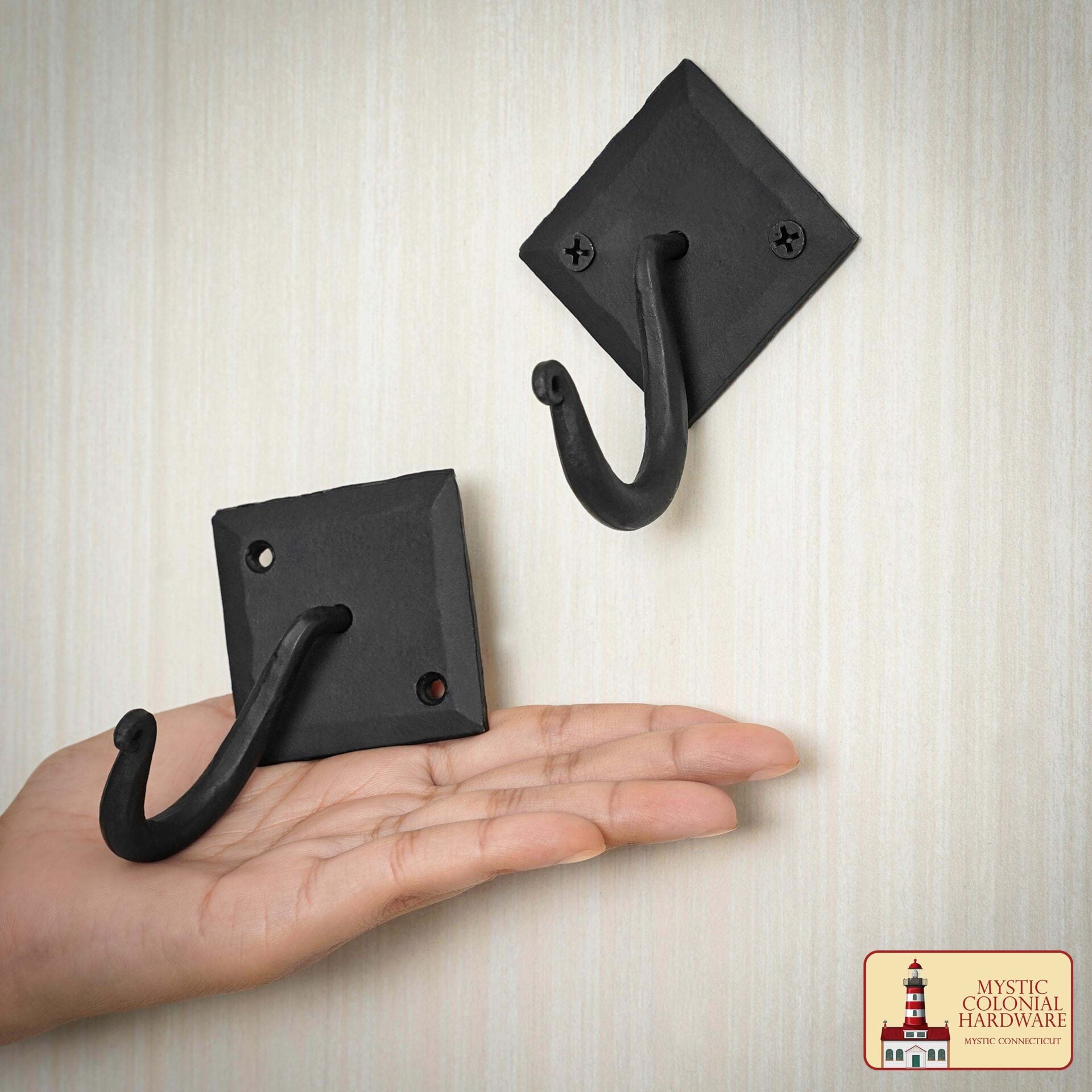 Ganchos de Pared Rústicos de Hierro Fundido, Ganchos Utilitarios Retro Resistentes para Colgar Abrigos, Bolsos, Toallas, Batas, Sombreros y Más, Acabado: Ennegrecido con Aceite - Imagen 2
