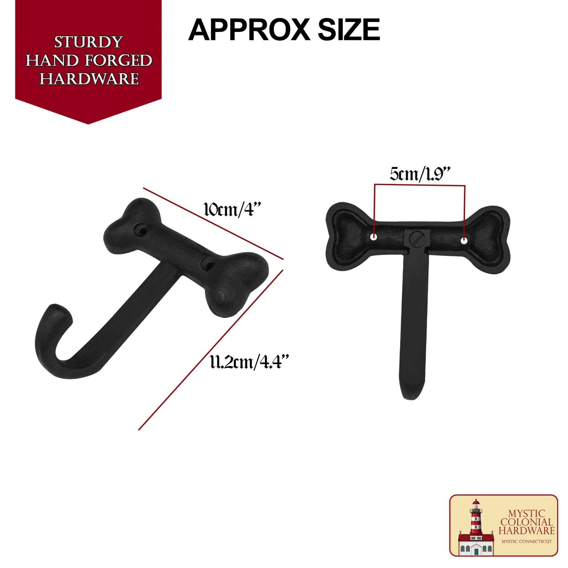 Gancho de Pared Vintage de Hierro Fundido en Forma de Hueso - Acabado Negro Rústico - Imagen 3