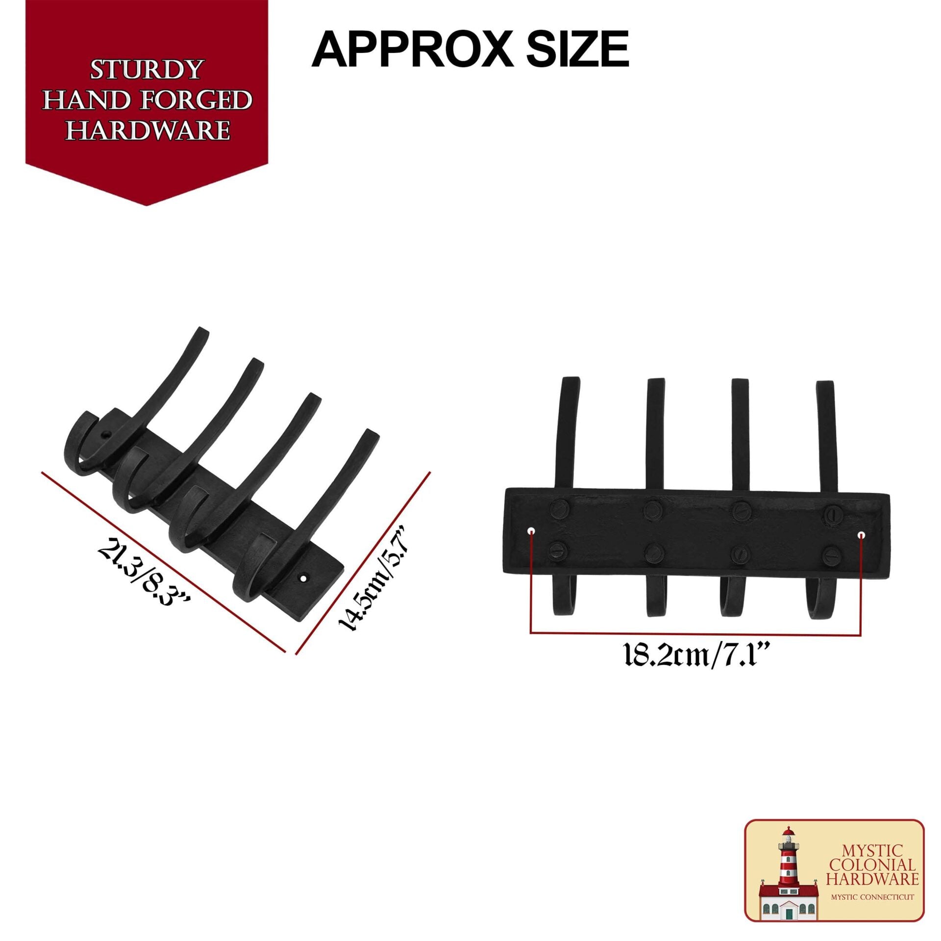 Ganchos de Pared de Hierro Forjado Rústico, Ganchos de Utilidad Retro de Alta Resistencia para Colgar Abrigos, Bolsos, Toallas, Batas, Sombreros y Más: Negro - Imagen 3