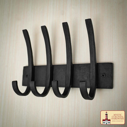 Ganchos de Pared de Hierro Forjado Rústico, Ganchos de Utilidad Retro de Alta Resistencia para Colgar Abrigos, Bolsos, Toallas, Batas, Sombreros y Más: Negro - Imagen 1