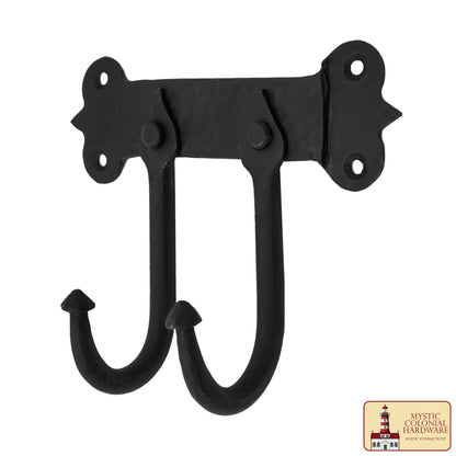 Rústico de Hierro Fundido Ganchos de Pared, Heavy Duty Retro Utilidad Ganchos para Colgar el Abrigo, Bolsa, Toalla, Bata, Sombrero y Más, Acabado: Aceite Ennegrecido - Imagen 4