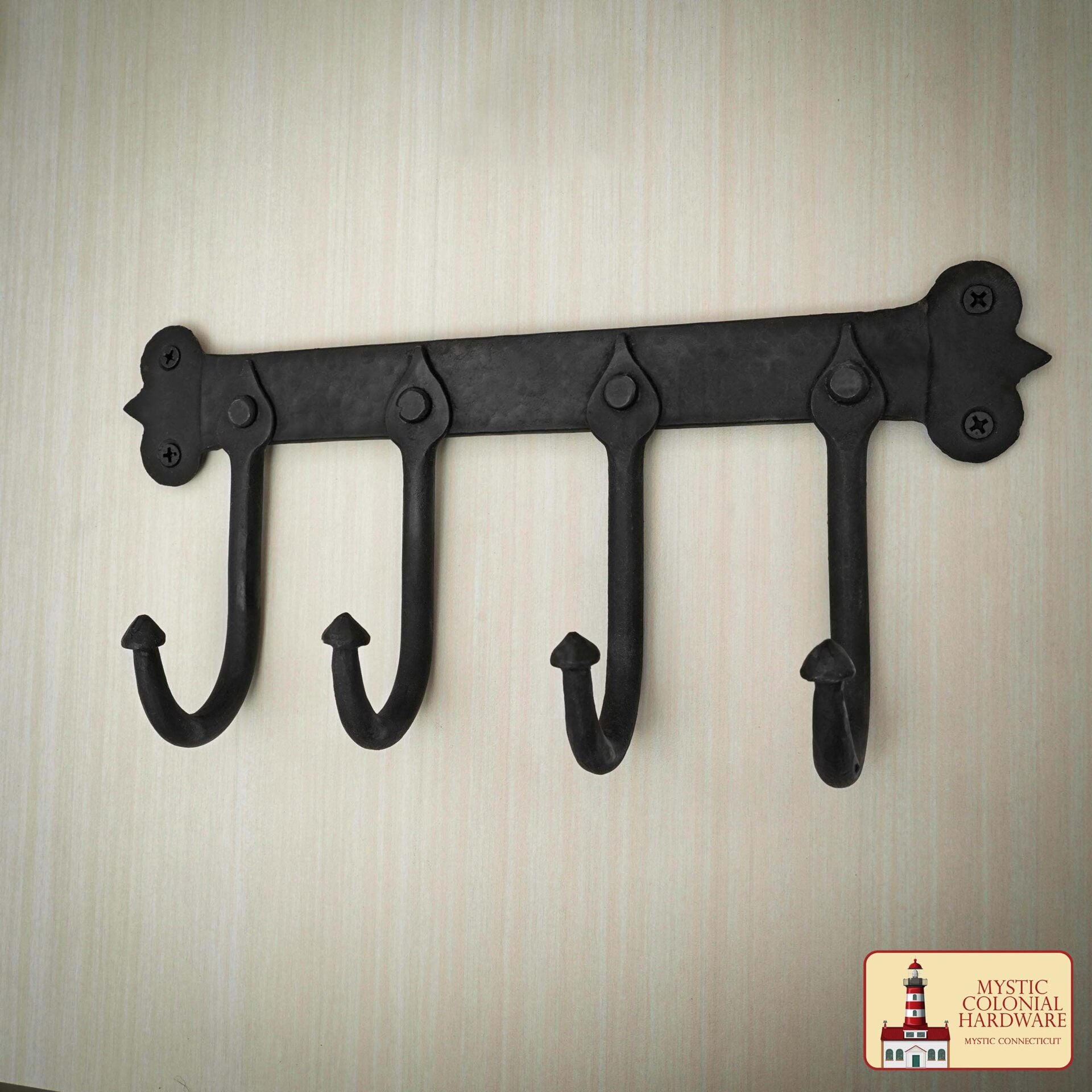 Ganchos de Pared Rústicos de Hierro Fundido, Ganchos Utilitarios Retro Resistentes para Colgar Abrigos, Bolsos, Toallas, Batas, Sombreros y Más, Acabado: Ennegrecido con Aceite - Imagen 1