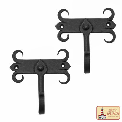 Ganchos de Pared de Hierro Forjado Rústico, Ganchos Utilitarios Retro Resistentes para Colgar Abrigos, Bolsos, Toallas, Batas, Sombreros y Más, Paquete de 2, Negro - Imagen 4