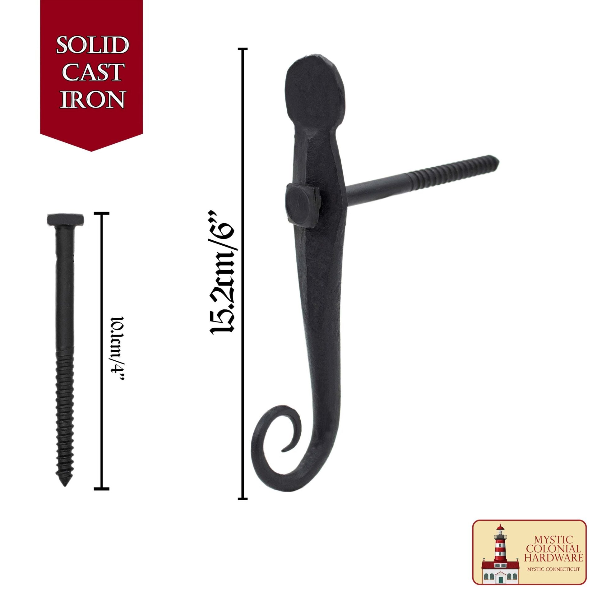 Persiana Negra Perro Cola de Rata Hierro Forjado a Mano Acabado Ennegrecido Al Aceite en Pareja - Imagen 3