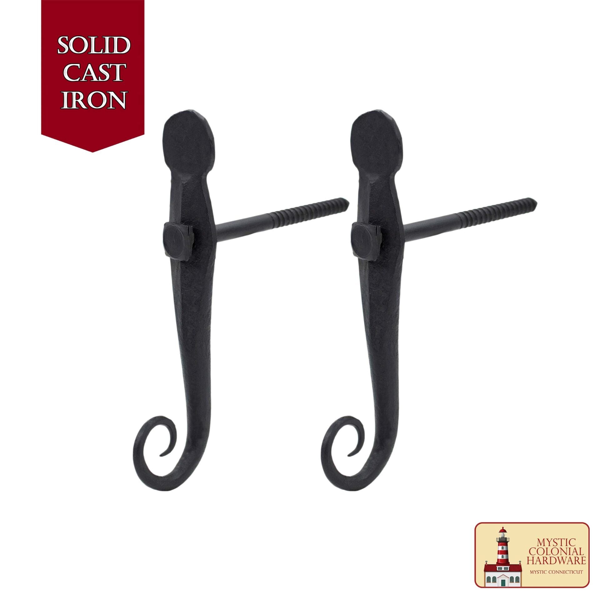 Persiana Negra Perro Cola de Rata Hierro Forjado a Mano Acabado Ennegrecido Al Aceite en Pareja - Imagen 4