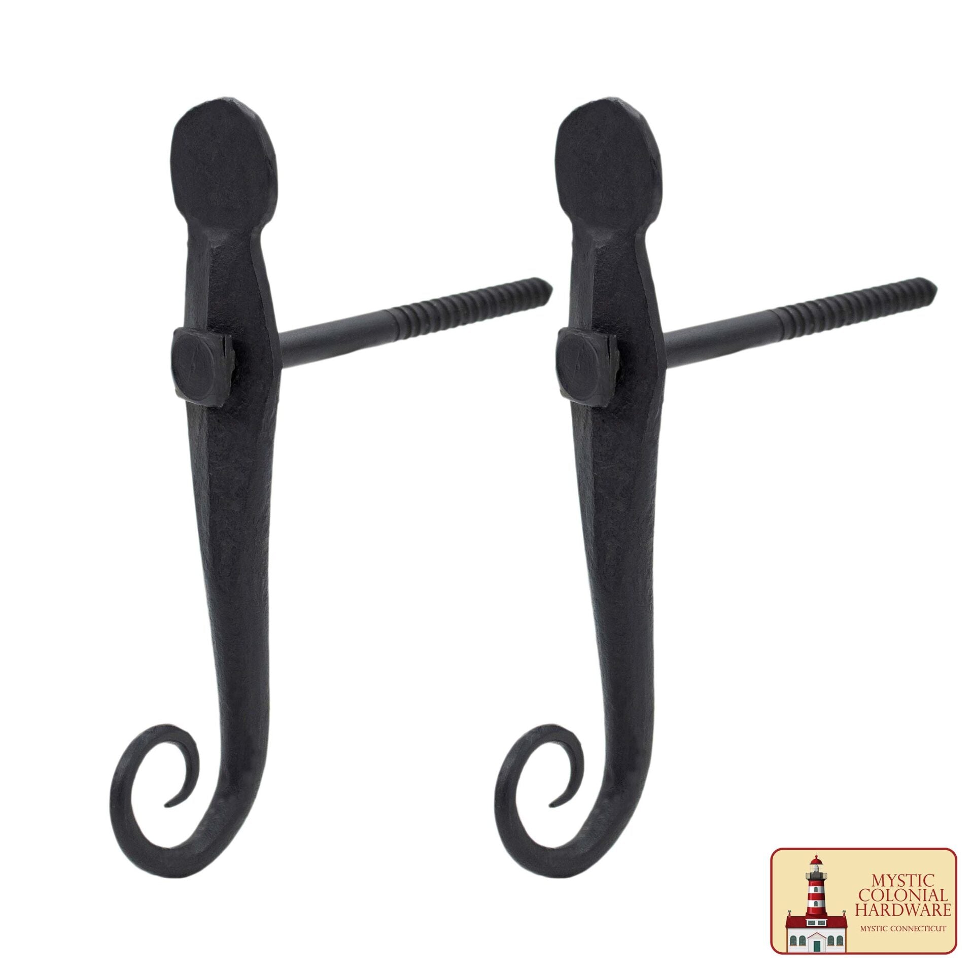 Persiana Negra Perro Cola de Rata Hierro Forjado a Mano Acabado Ennegrecido Al Aceite en Pareja - Imagen 1