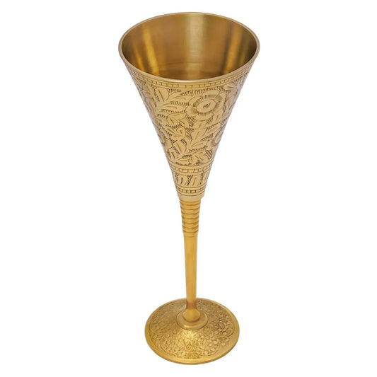 Copa Medieval de Latón Artesanal - Grabado Decorativo