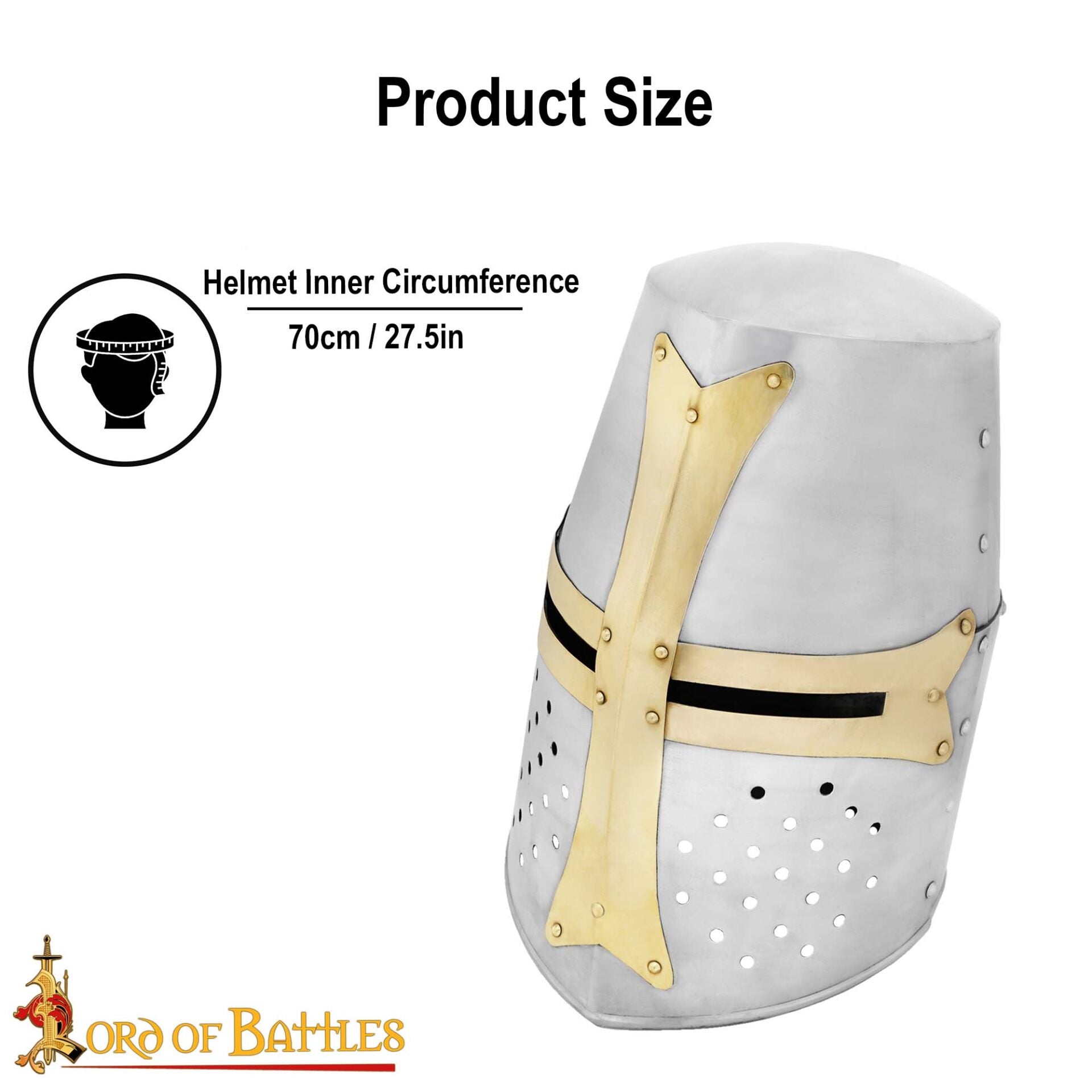 Gran Yelmo Cruzado de Latón del Siglo Xiii - Pulido con Adornos de Cruz de Latón - Imagen 3