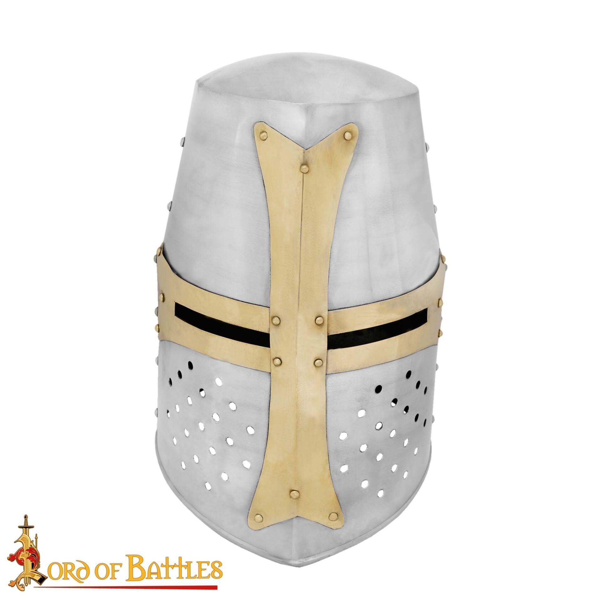 Gran Yelmo Cruzado de Latón del Siglo Xiii - Pulido con Adornos de Cruz de Latón - Imagen 4