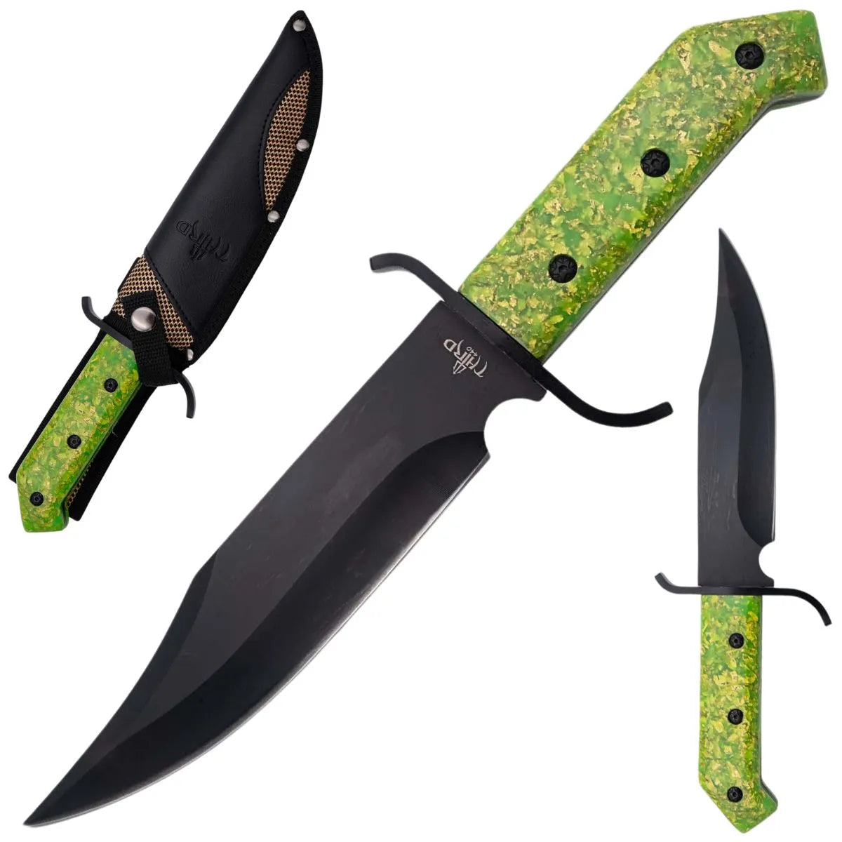 Cuchillo Bowie de Caza Third Acero 440 – Hoja 20 cm, Negro