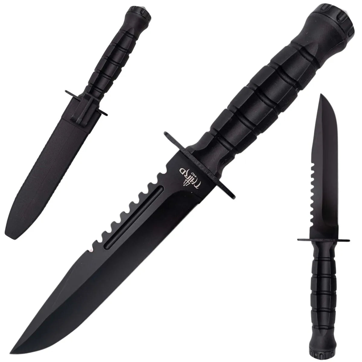Cuchillo Táctico Third Hoja 17,1 cm con Funda – Mango Negro