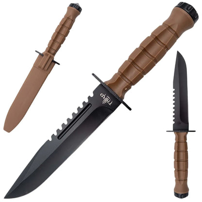 Cuchillo Táctico Third Hoja 17,1 cm con Funda – Mango Marrón