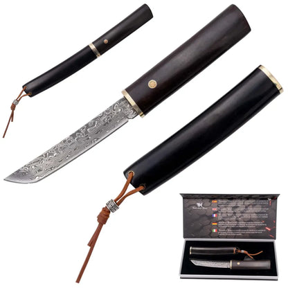 Cuchillo Tanto Tramuntana con hoja de Damasco VG10 - ébano