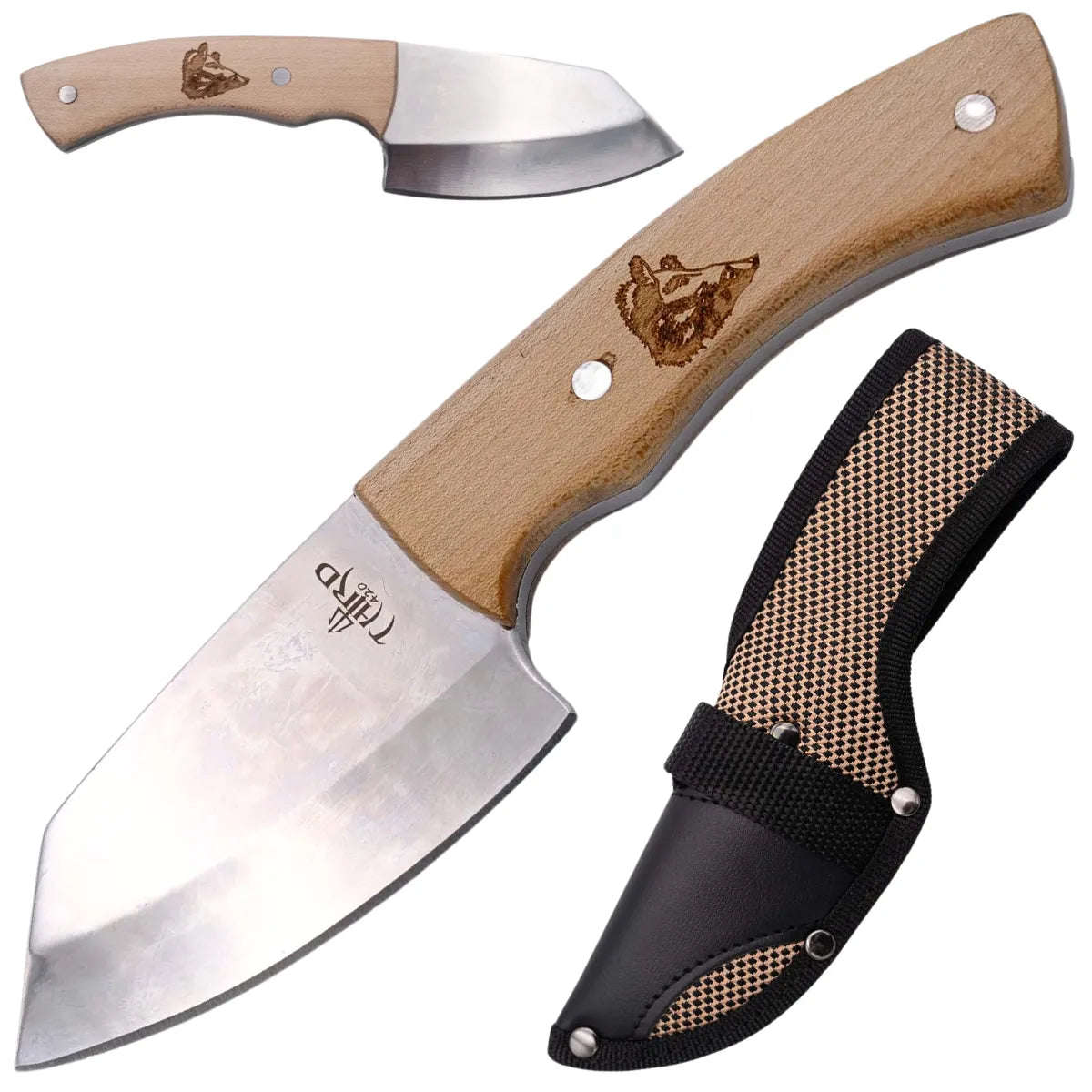 Cuchillo de Caza Third Acero 440 Brillo Espejo – Mango de Arce