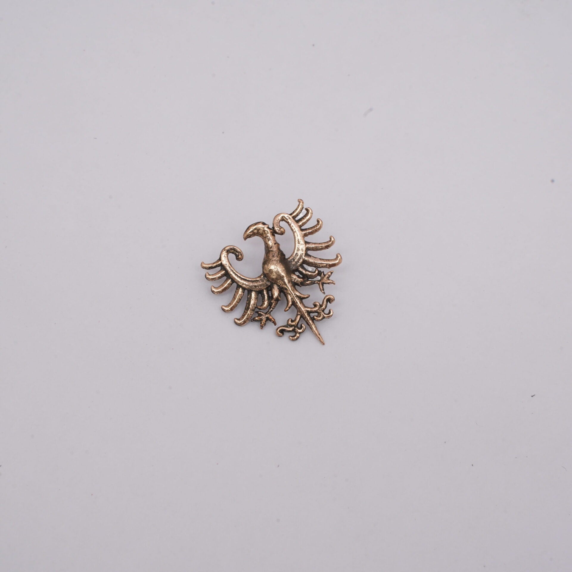 Alfiler de Bronce Antiguo con Insignia de Águila Heráldica - Insignia de Bronce Macizo con Montura de Estilo Medieval - Imagen 12