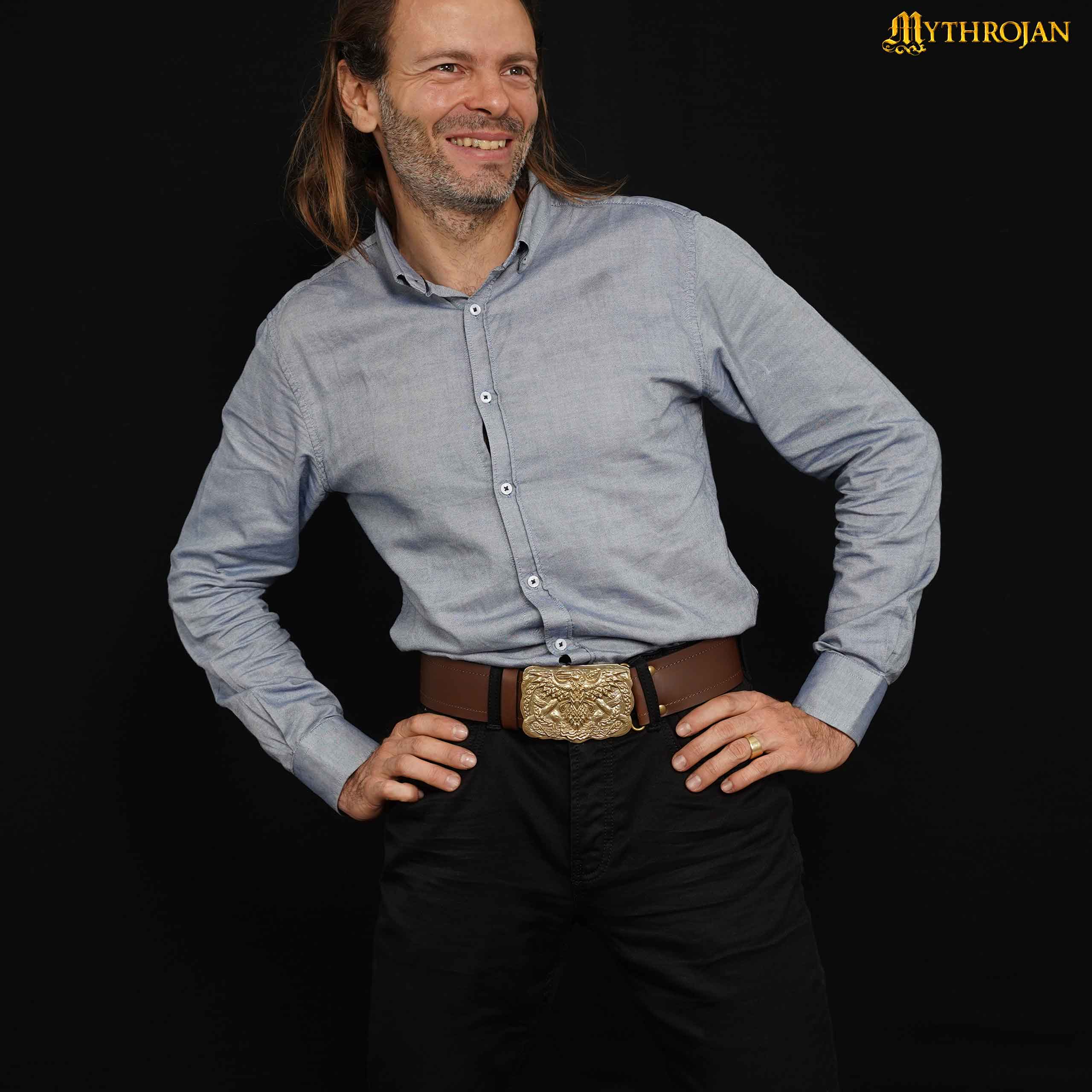 Mythrojan Viking Celtic Raven Belt Buckle - Solid Brass- Medieval, Sca, Renaissance Faire, Viking Larp Accessory - Imagen 13