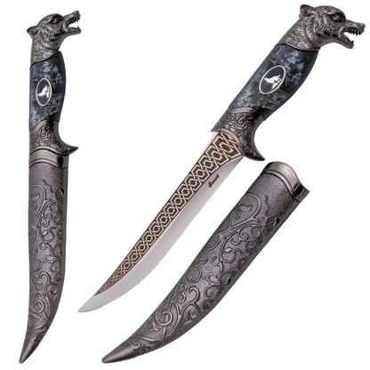 Imagen de Daga Decorativa de Acero Inoxidable con Funda de 31,5 cm versión lobo, parte de nuestra colección en Espadas y Más, sitio oficial.