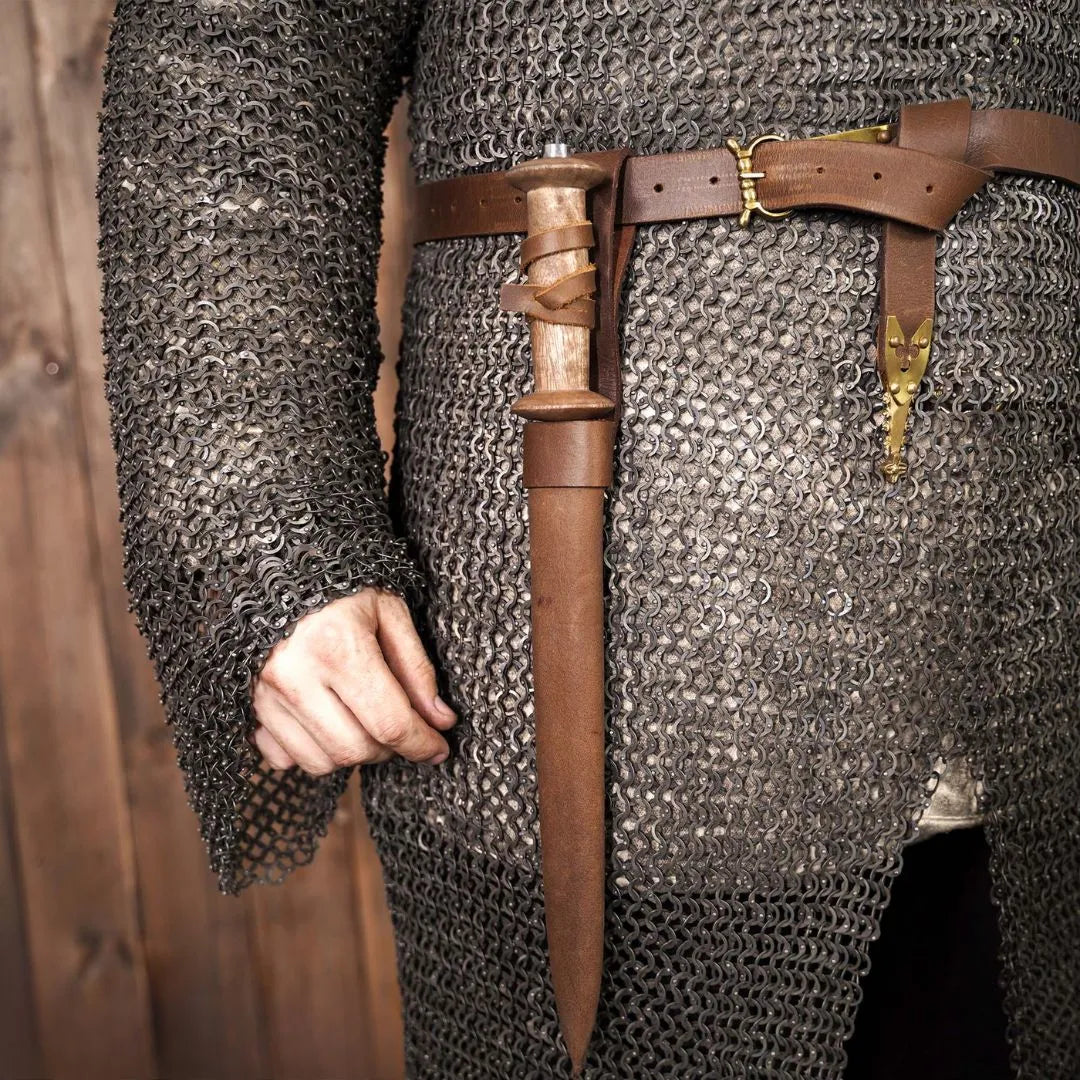 Daga Rondel Artesanal - Empuñadura de Madera y Vaina