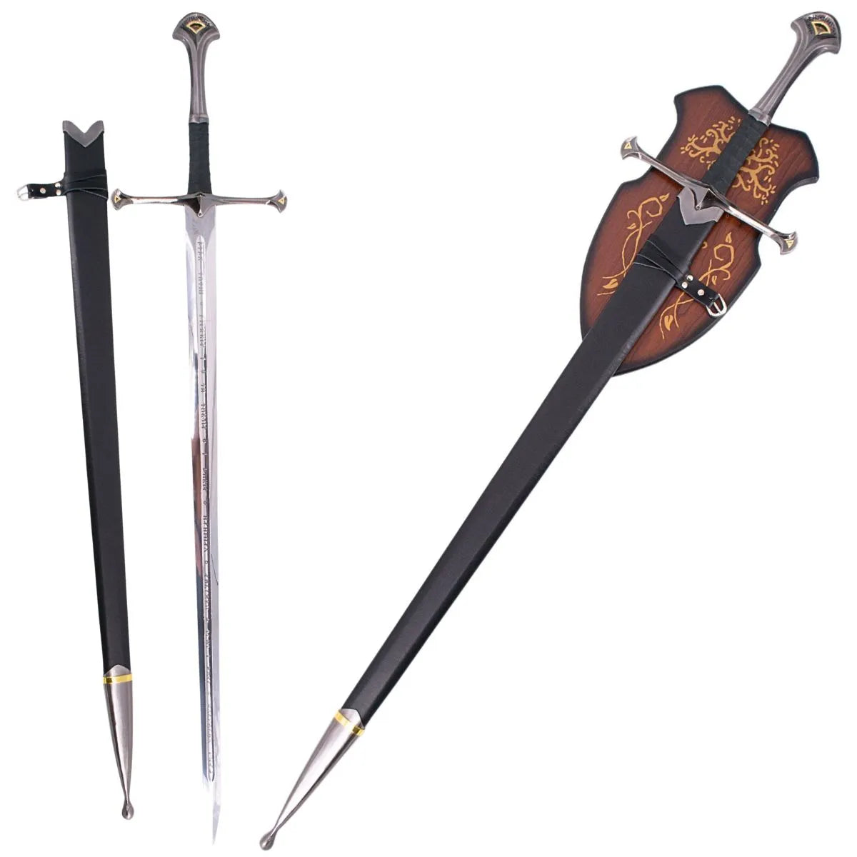 Espada Anduril Con Expositor Y Vaina De Piel El Señor De Los Anillos