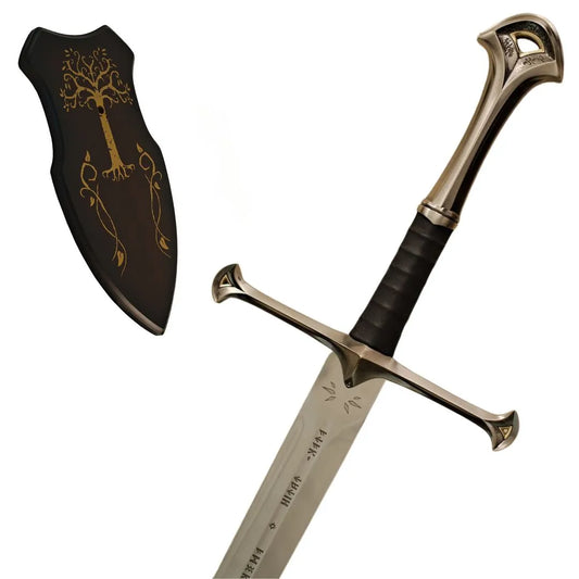 Imagen de Espada Anduril con Expositor y Vaina parte de nuestra colección en Espadas y más, sitio oficial.