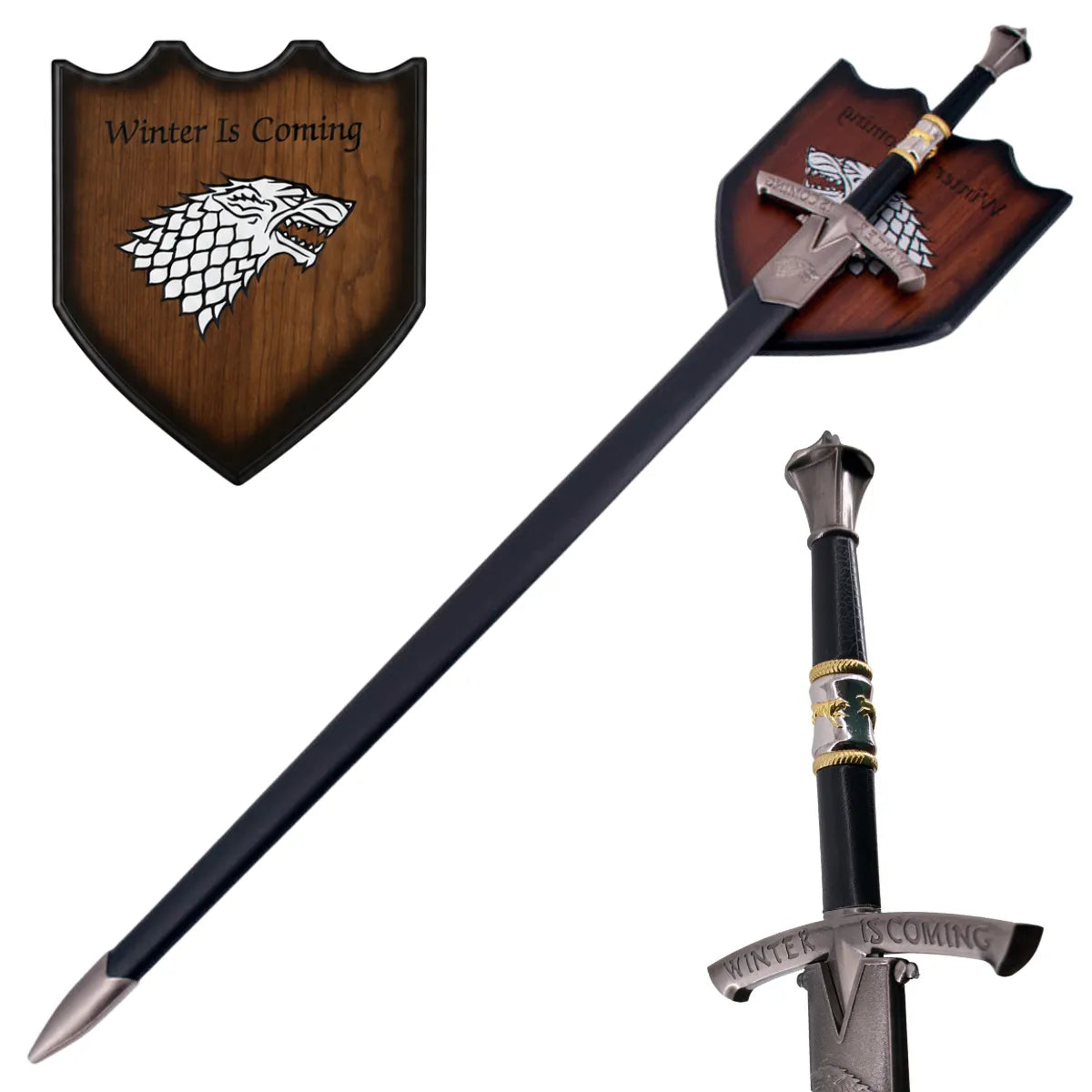 Espada Hielo Juego De Tronos Acero Inoxidable con Soporte - negro