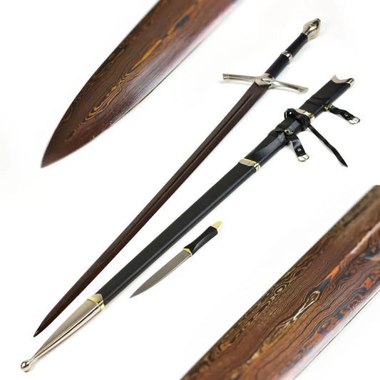 Imagen de Espada Strider funcional de acero de damasco rojo 41802 parte de nuestra colección en Espadas y más, sitio oficial.