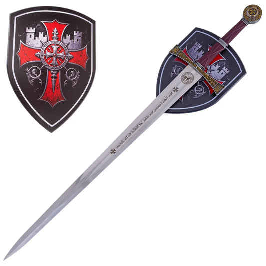 Imagen de Espada Templaria con Sello y Lema de los Caballeros Templarios - parte de nuestra colección en Espadas y Más, sitio oficial.