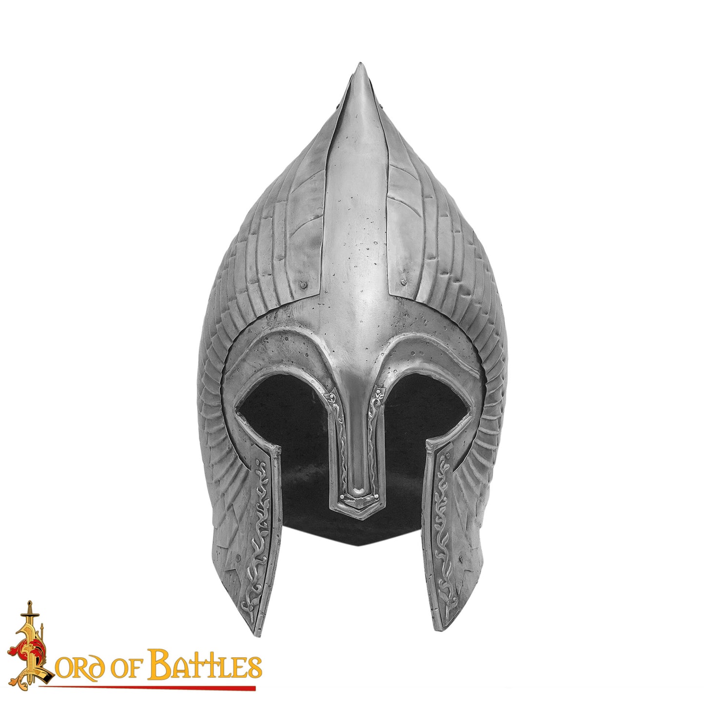 Gondorian Casco Medieval de Acero con Forro de Cuero - Calibre 18 Acabado Antiguo - Fantasía Lotr Gondor Replica - Coleccionable Armadura Casco para Larp, y la Pantalla - Imagen 3